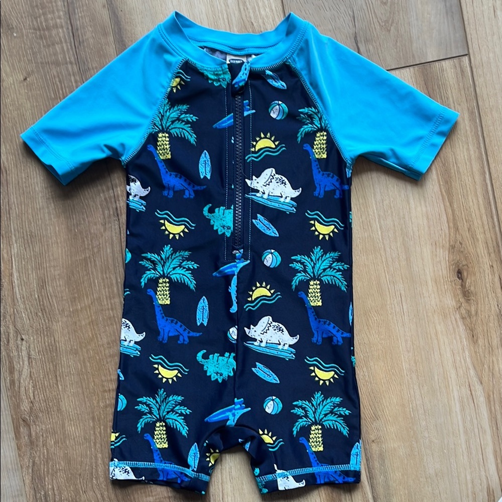 Old Navy Kids Dinosaur Print Swim Suit - Blue Size 18-24M